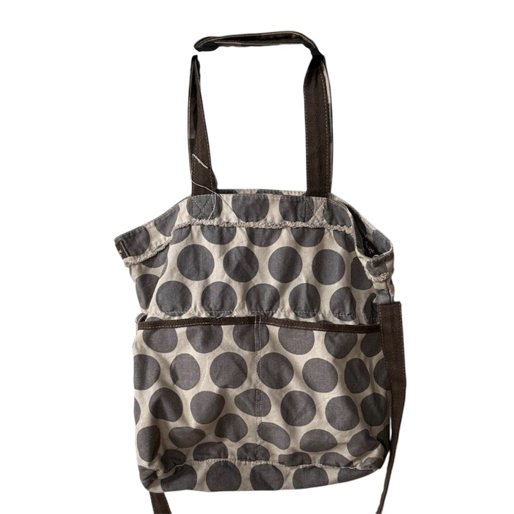 Stylish Polka Dot Tote Bag - Gray and Brown Thirty one 31 metro purse washable